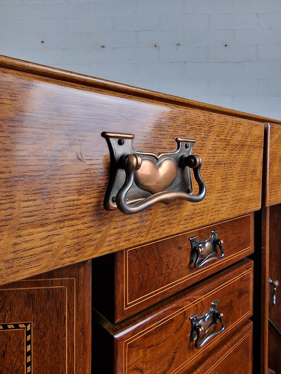 Thumbnail: Arts and Crafts Oak Secretaire, with fall front.  Early 20th C.