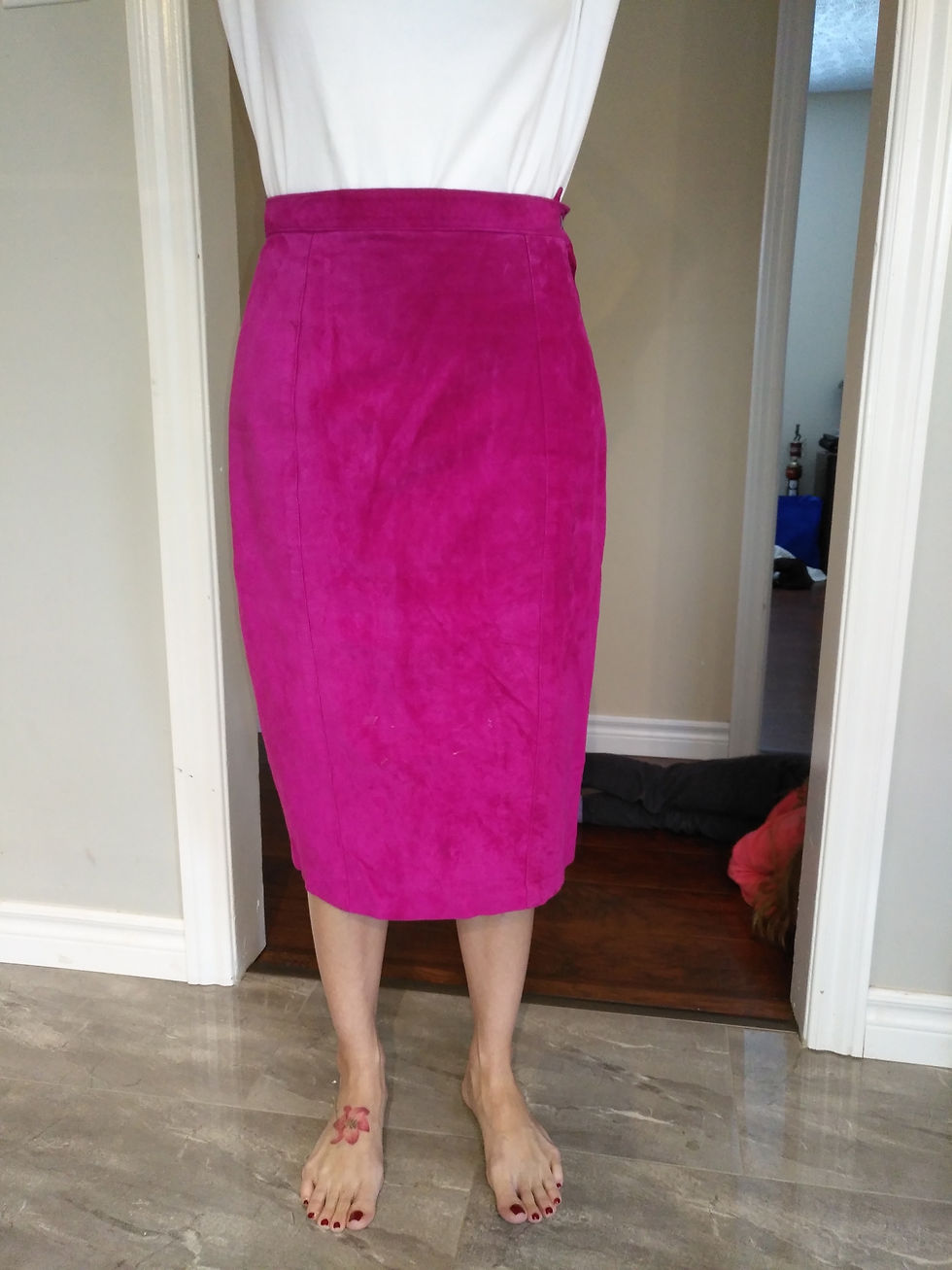 PINK LEATHER SKIRT