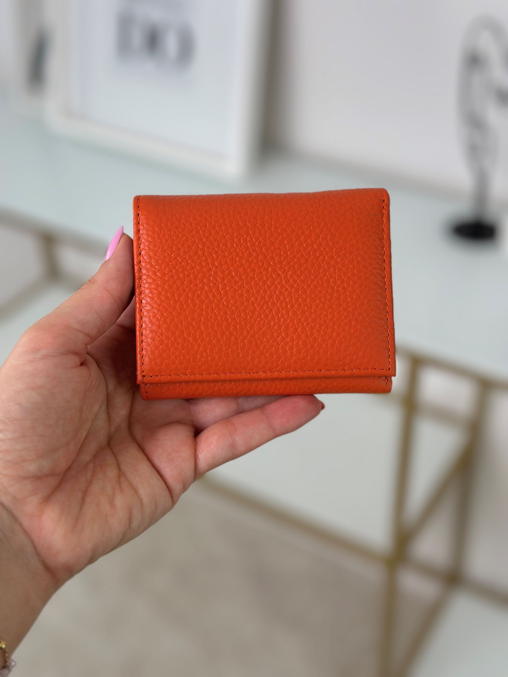 Mini Portafoglio Miso ARANCIONE in vera pelle con tecnologia RFID