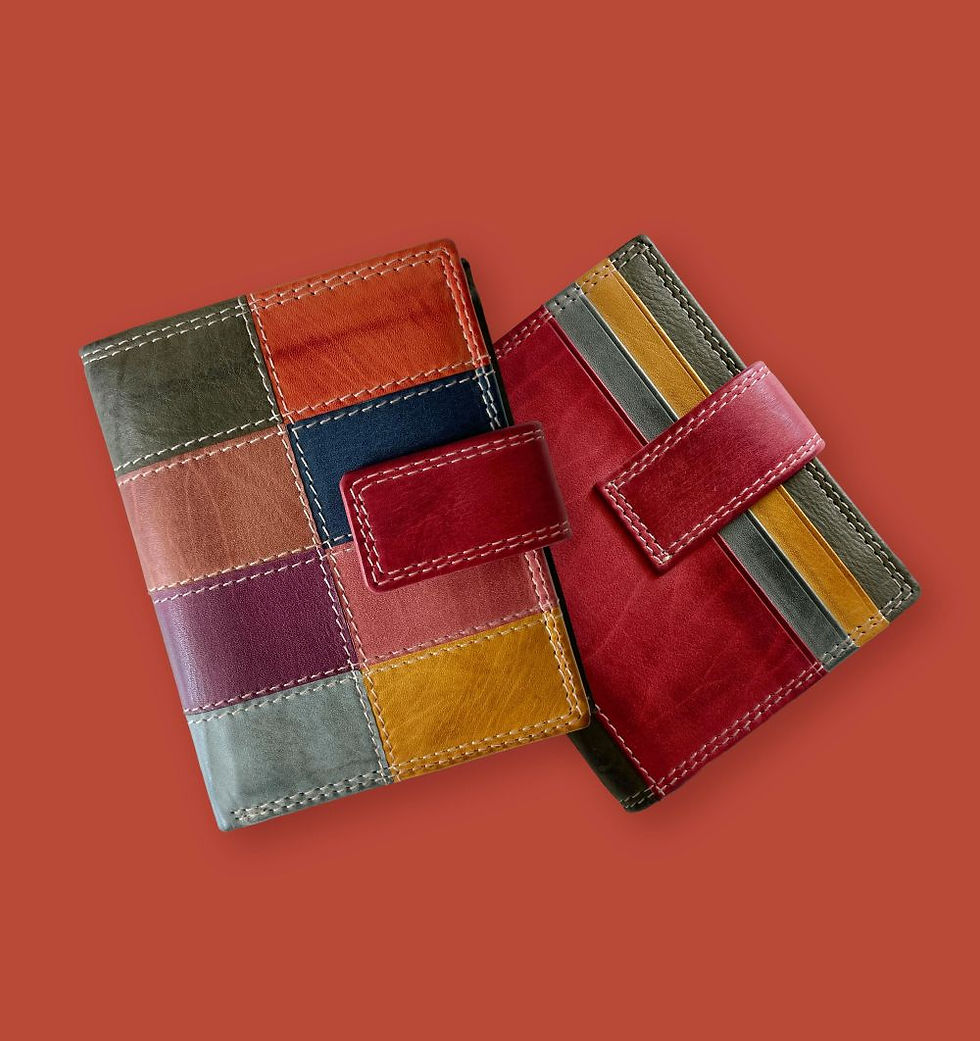 P61 - Portafoglio Donna Multicolore in Vera Pelle 10,5x8,5cm | 12 Tessere