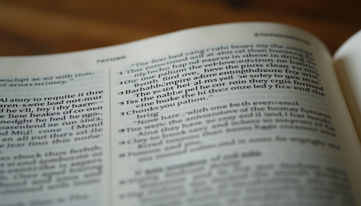 Close-up view of an open Bible with highlighted verses about hope and healing