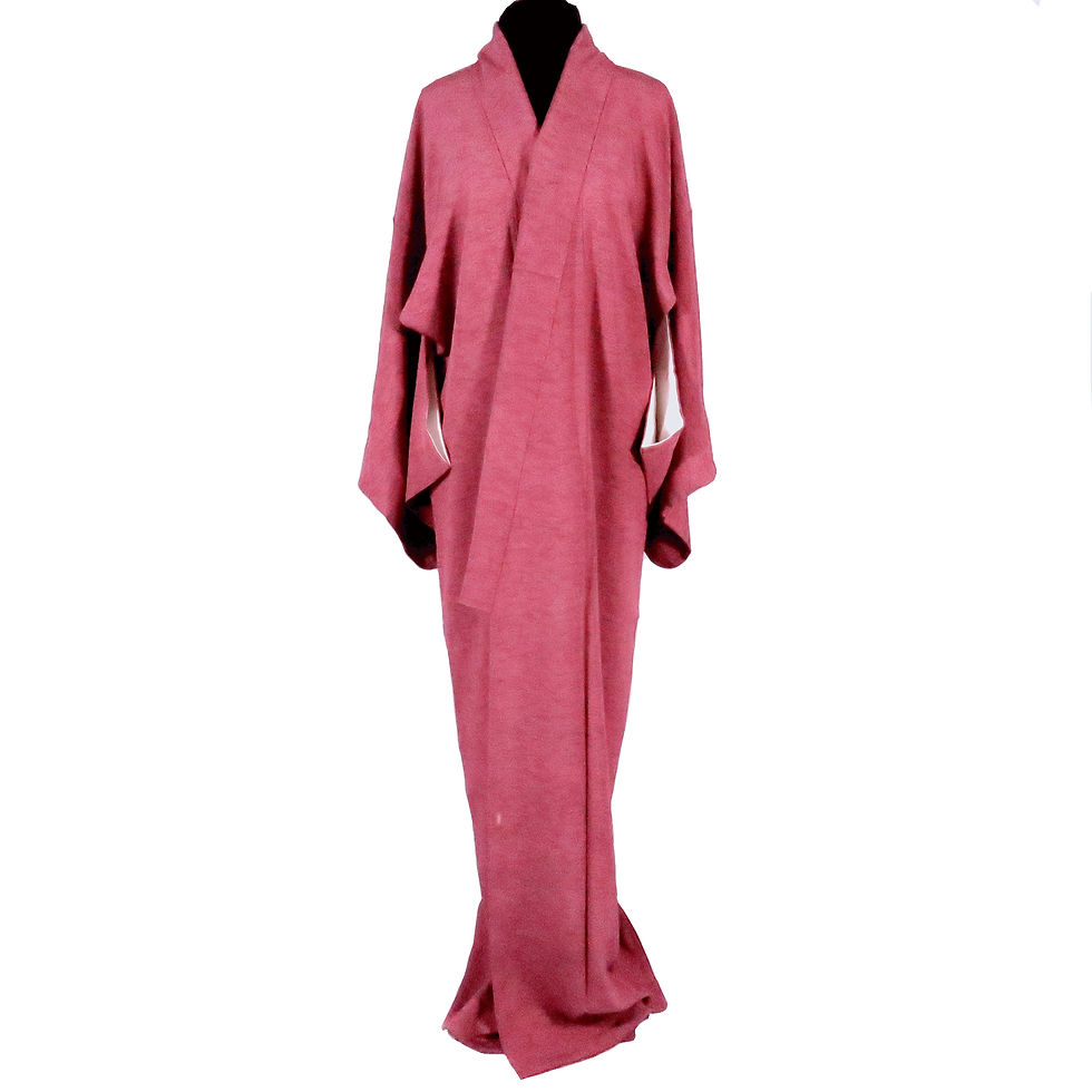 Thumbnail: Vintage Japanese Kimono / Edo Komon / Pine / Red / Kumoi-Chirimen