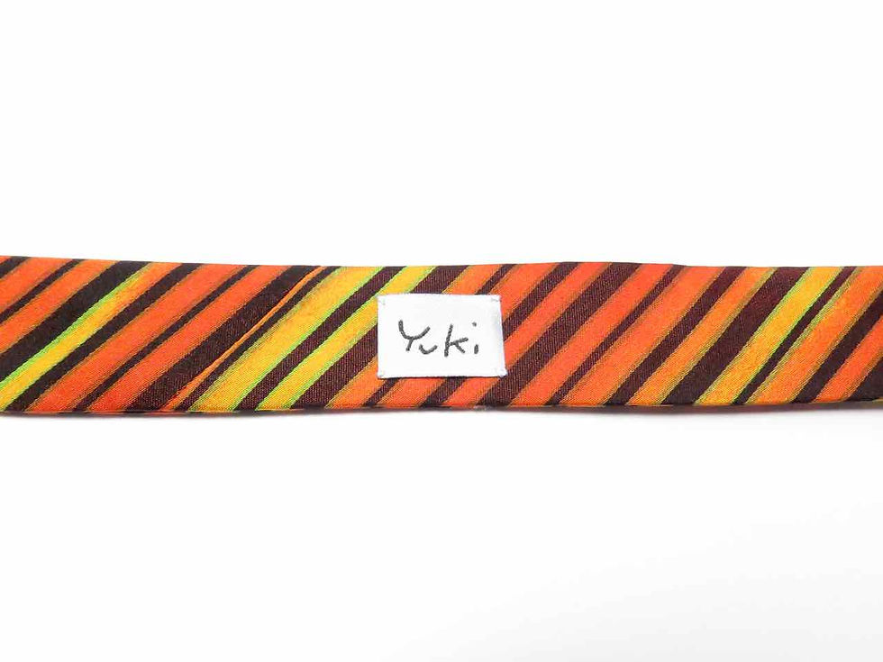 Thumbnail: Bow Tie made from Vintage Japanese Kimono / Satin / Orange Stripe