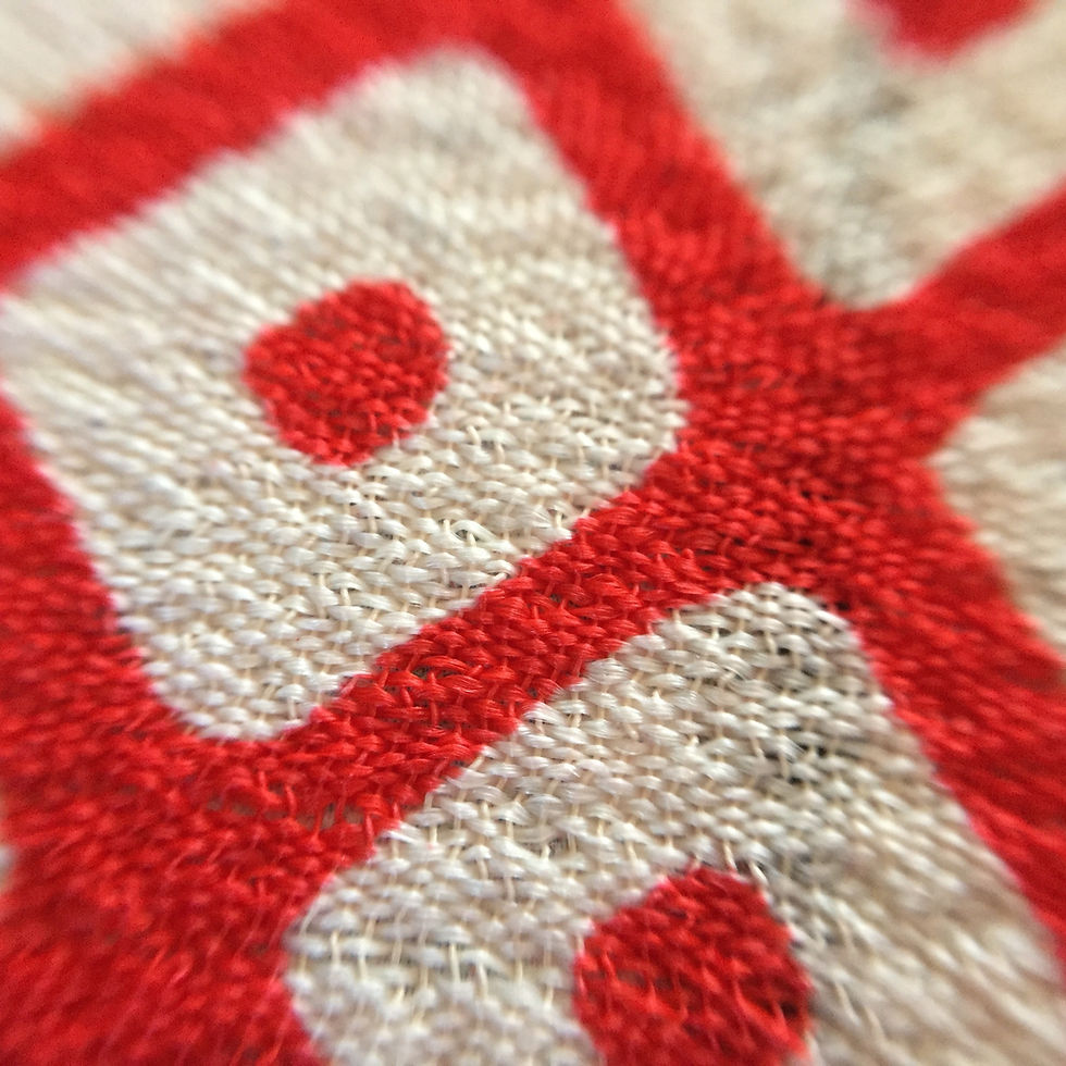 Thumbnail: Pocket Square made from Vintage Japanese Kimono / Red Dots / Hutakoshi-Chirimen