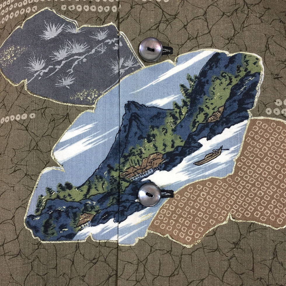 Thumbnail: Men's Hawaiian Shirt made from vintage Kimono / Wool / Summer Wool