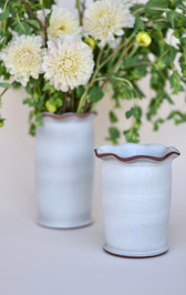Ruffle Vessel. White vase with ruffle detail.
