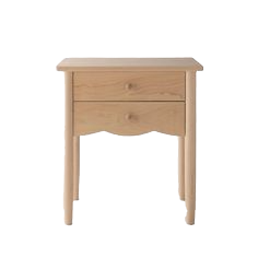 Solid maple nightstand with scalloped apron detail