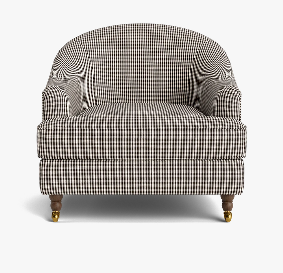 Fletcher Lounge Chair in Dark Brown Gingham