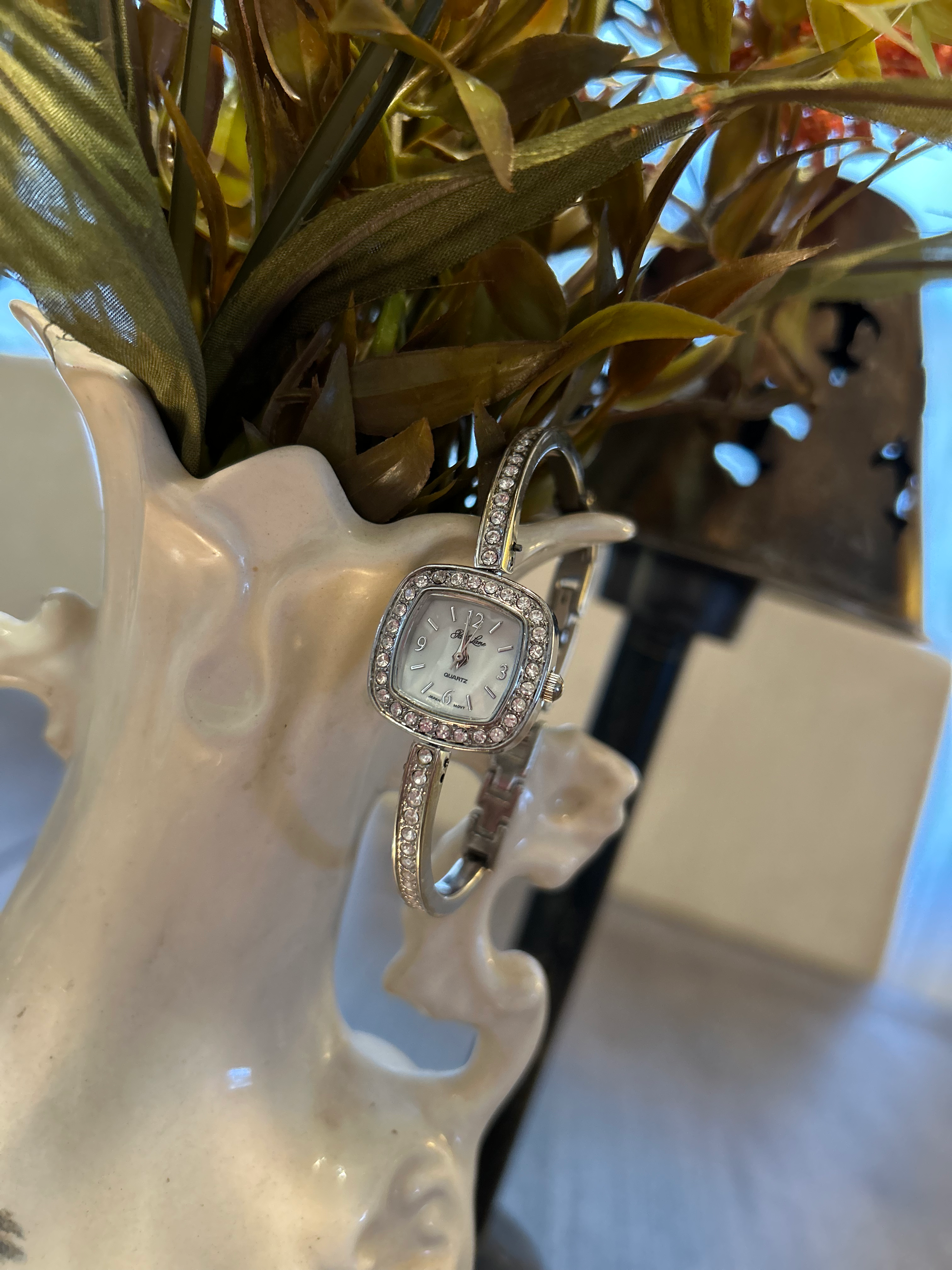 Elegant Crystal Bangle Quartz Watch