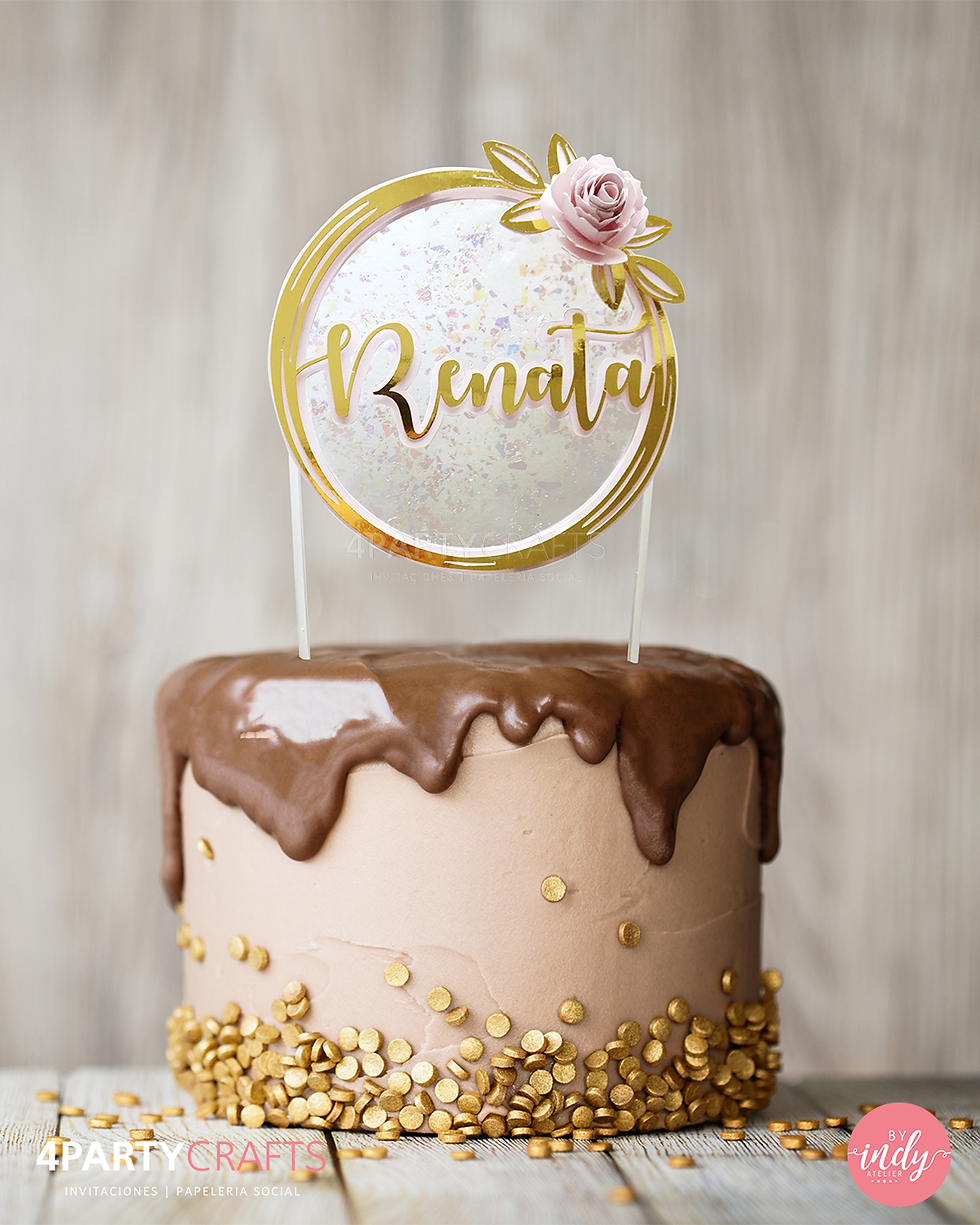 Cake topper oro y rsa _ rose gold guadal