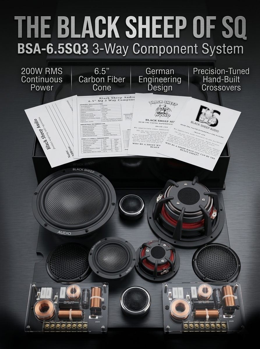 Thumbnail: Black Sheep Audio | BSC-6.5SQ3 | 6.5" Carbon Fiber Series 3 way | 200w Rms