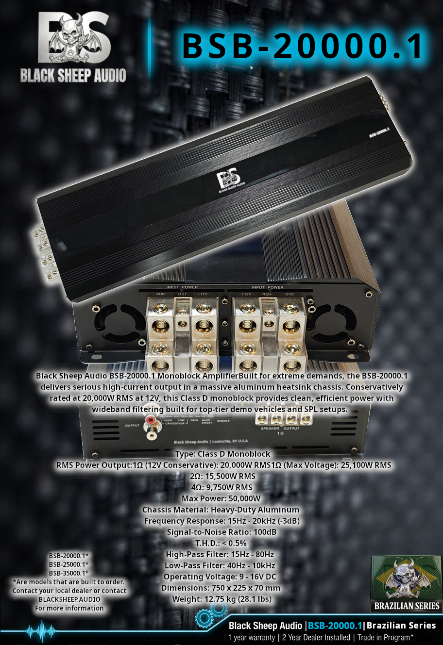 Thumbnail: Black Sheep Audio | BSB-20000.1 | 1 ch Brazilian Series Amplifier 