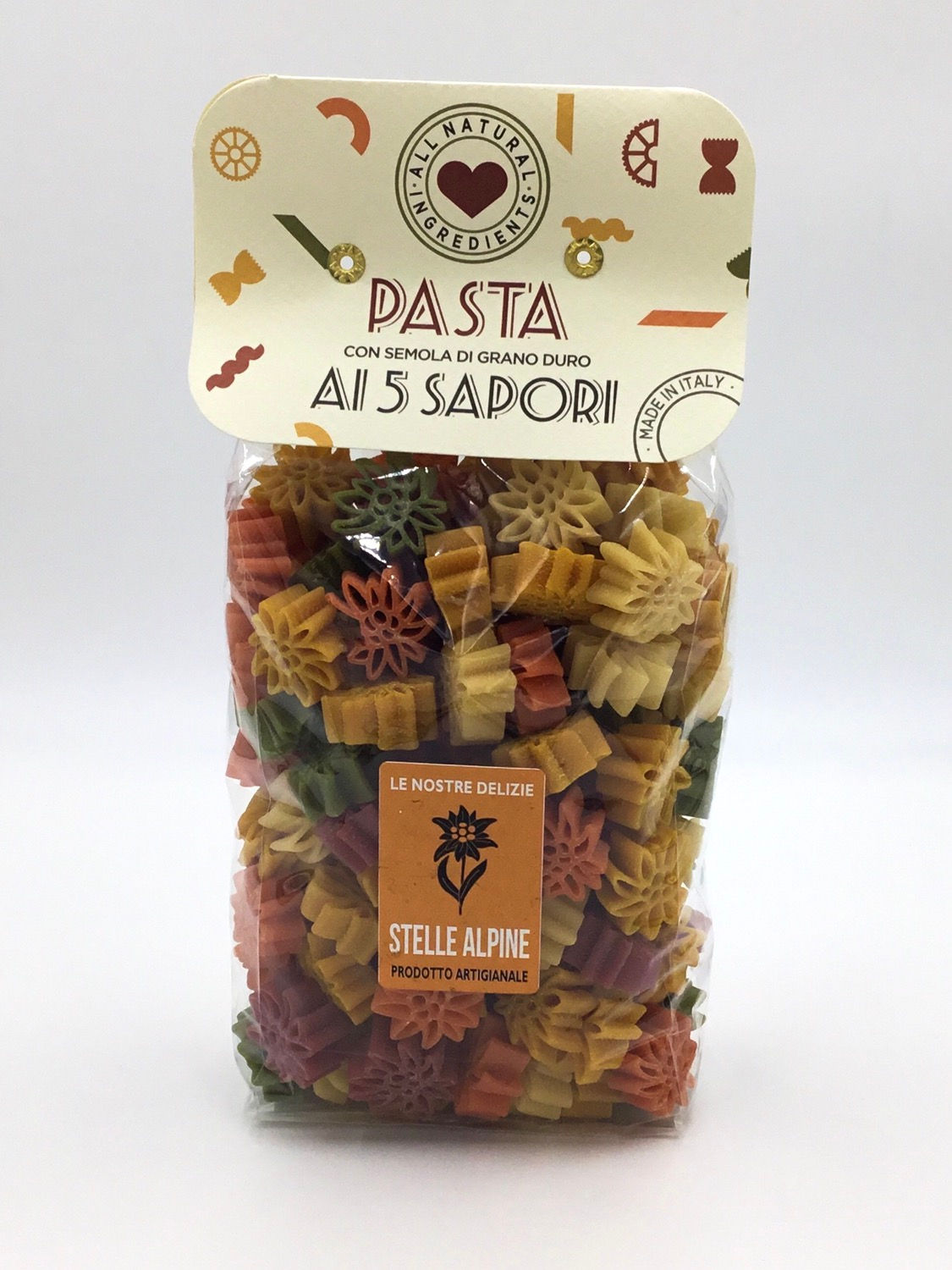 Pasta ai 5 Sapori STELLE ALPINE Artigianale 500 gr.