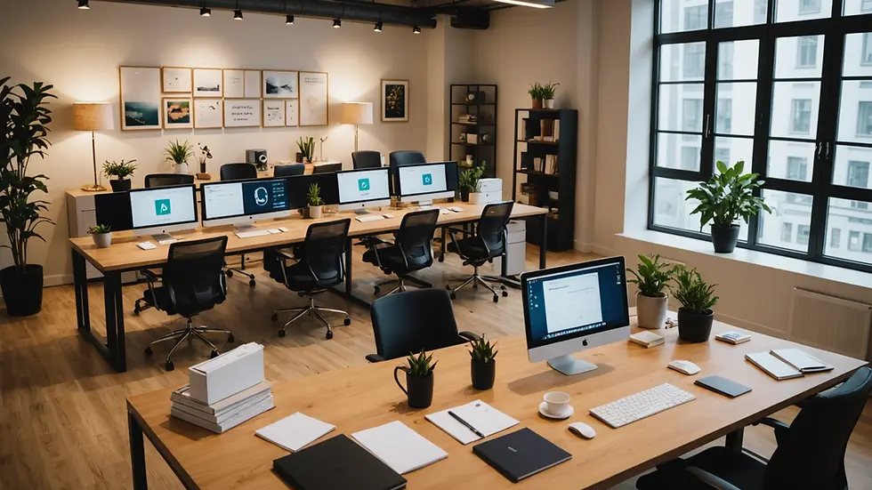 High angle view of a collaborative workspace for women entrepreneurs