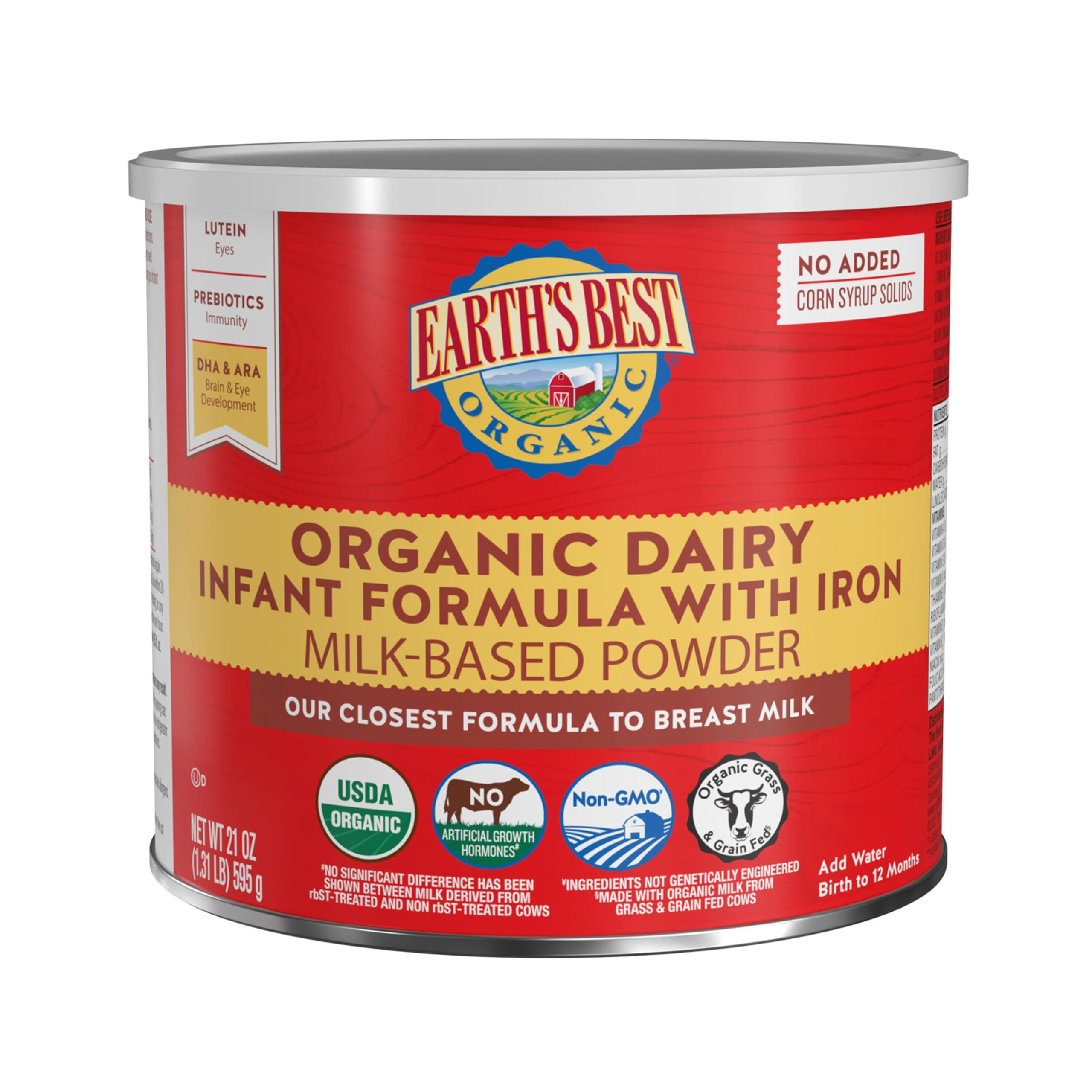 Earth's Best Organic Baby Formula for Babies 0-12 Months