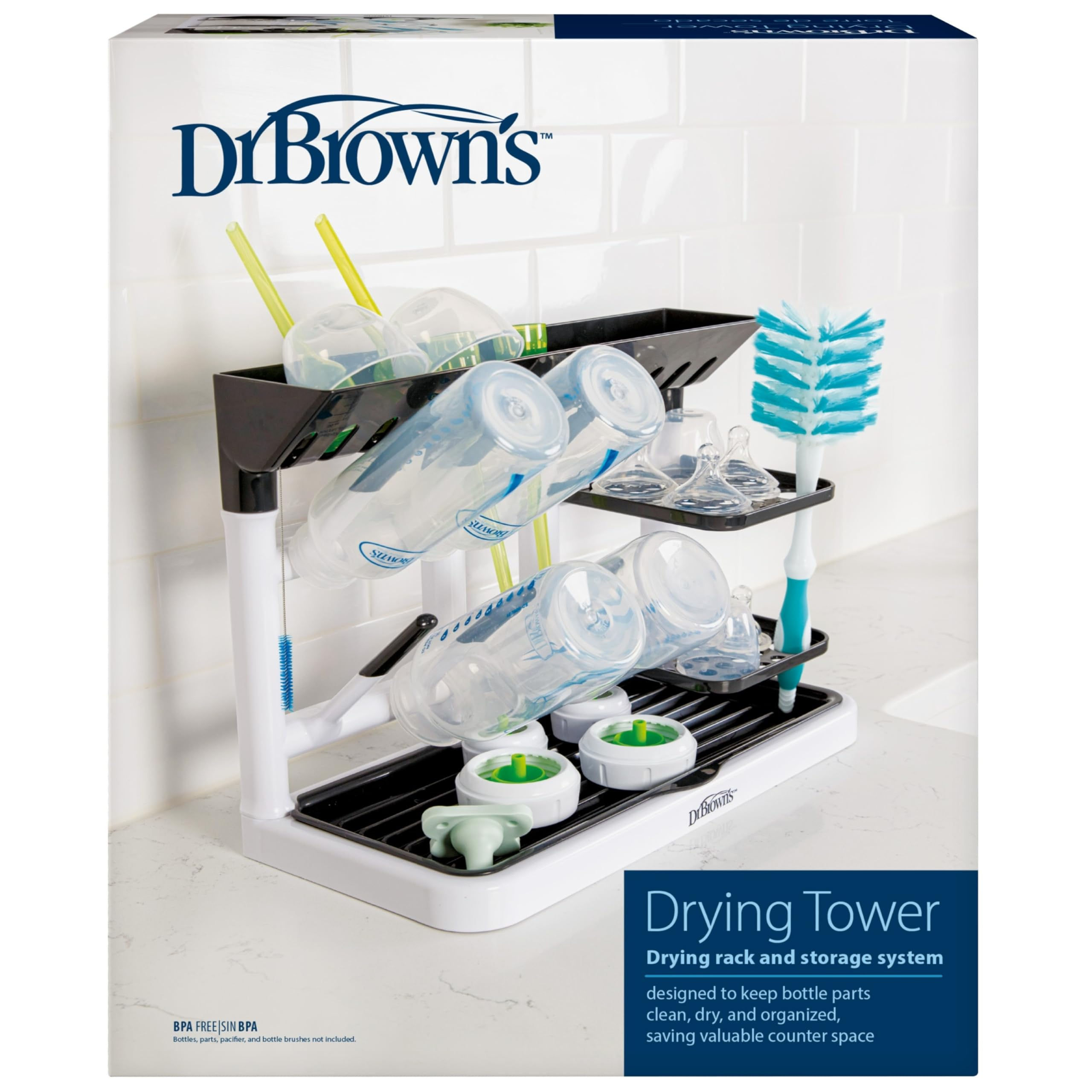 Dr. Brown's Drying Tower, Stand-Up Drying Rack, Countertop Baby Bottle Drying...