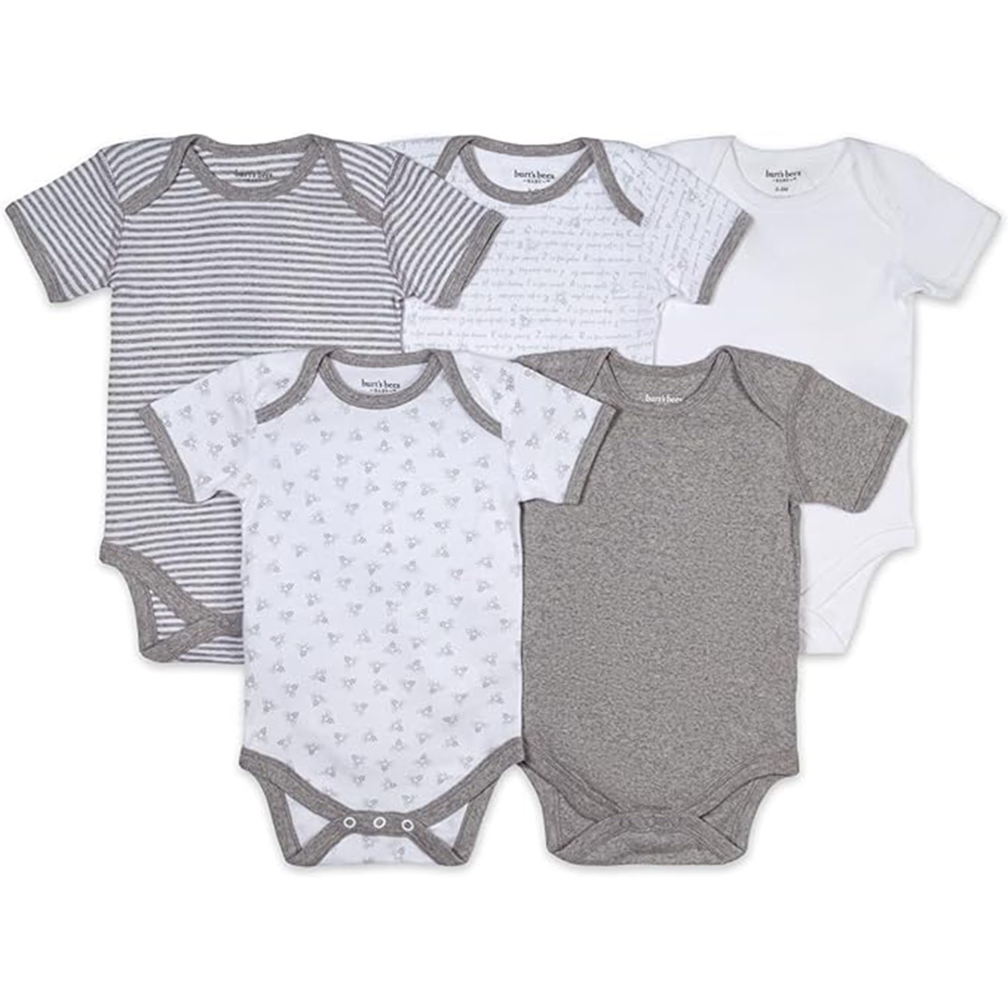 Burt’s Bees Baby Unisex Baby Bodysuits, 5-Pack Short & Long Sleeve One-Pieces
