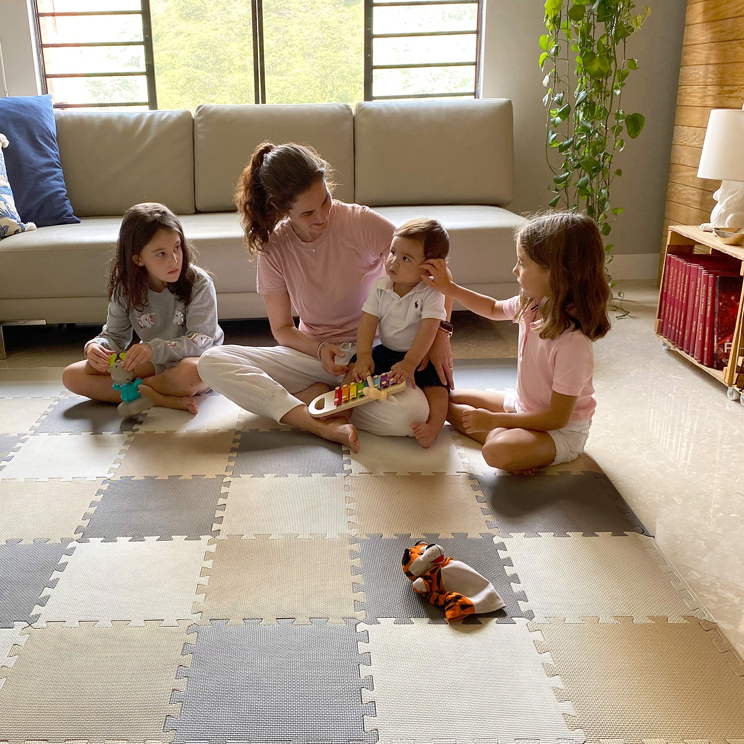 MioTetto Baby Play Mat, Soft Foam Floor Tiles for Kids. Adjustable Interlocki...