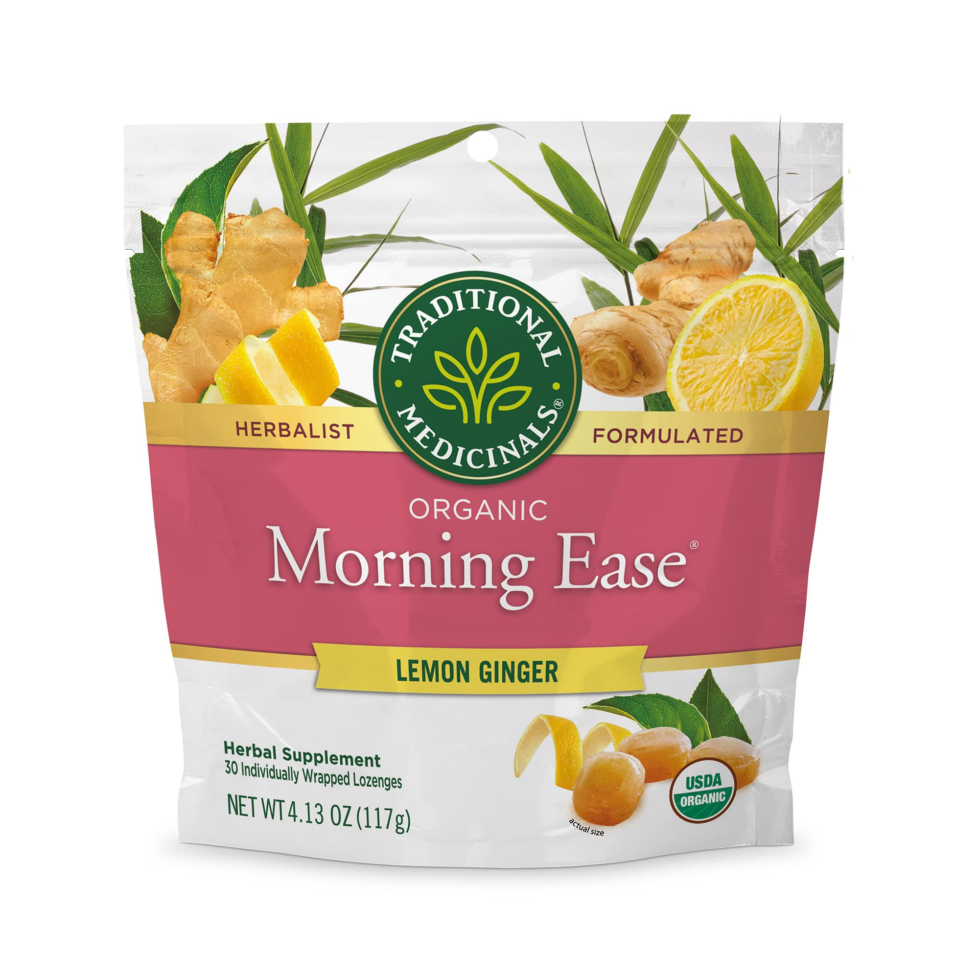 Traditional Medicinals Organic, Morning Ease Lozenges, Lemon Ginger - Support...