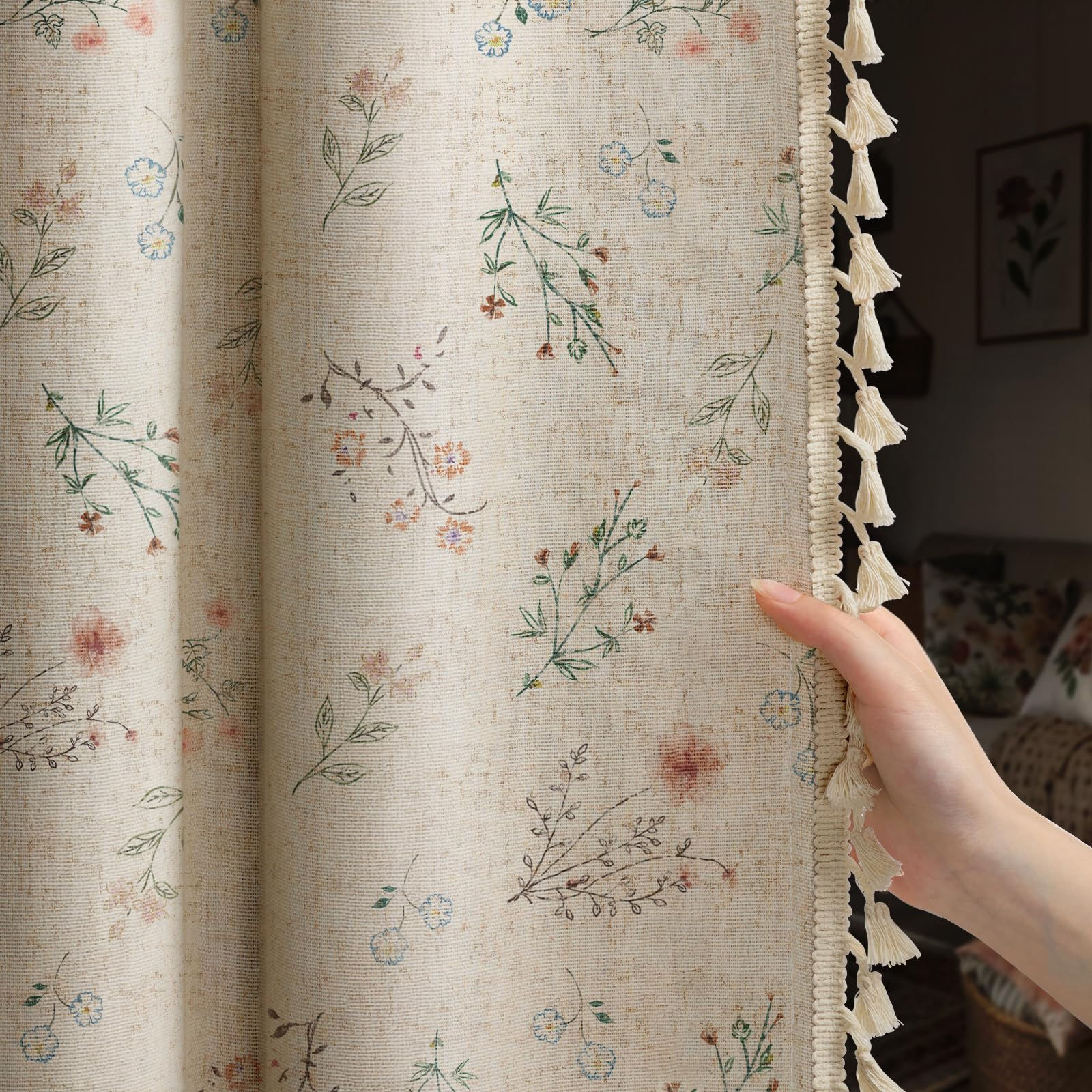 XOGUIBO Boho Floral 100% Blackout Curtains for Bedroom 84 Inch Length 2 Panel...