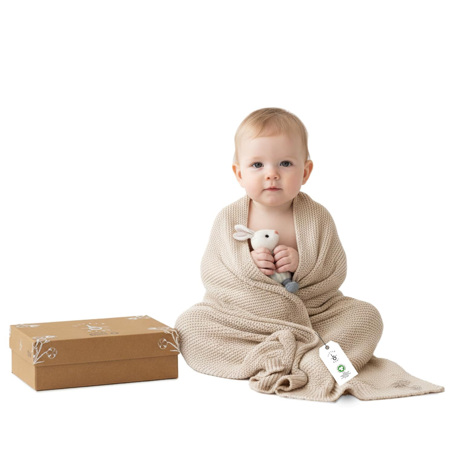 Little Dedi 100% Organic Cotton Baby Knitted Blanket with Gift Box
