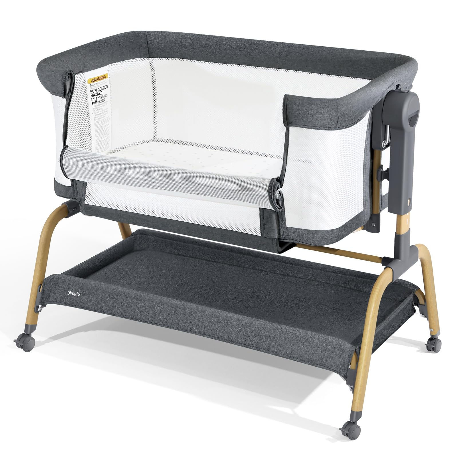 Jimglo 3 in 1 Baby Bassinet, Bedside Bassinet for Baby, Rocking Bassinet