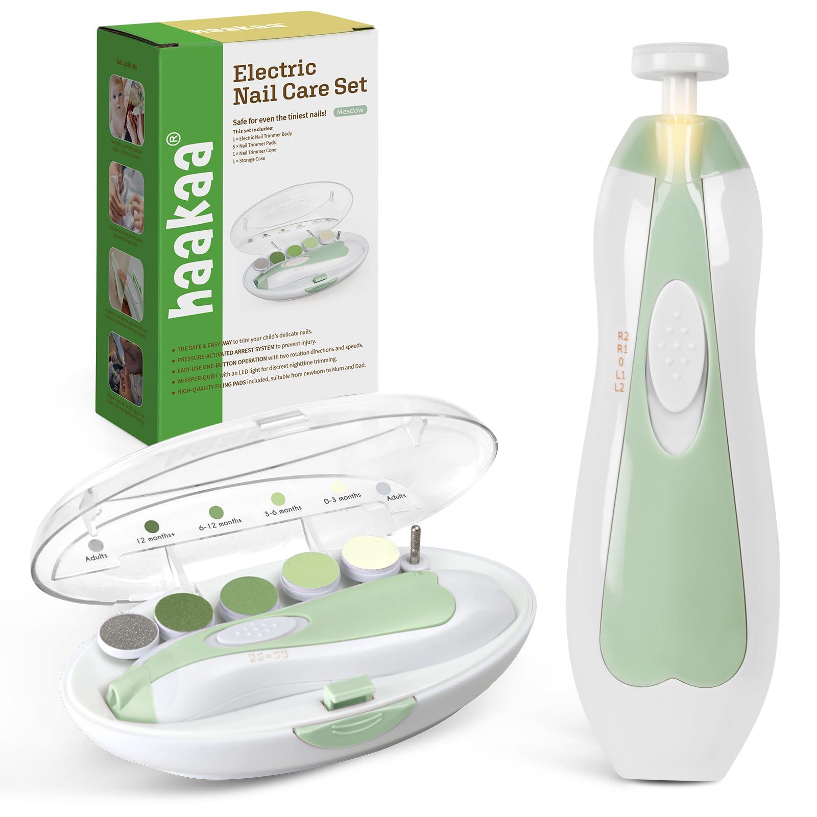 haakaa Baby Nail File Electric Baby Nail Care Set with LED Light