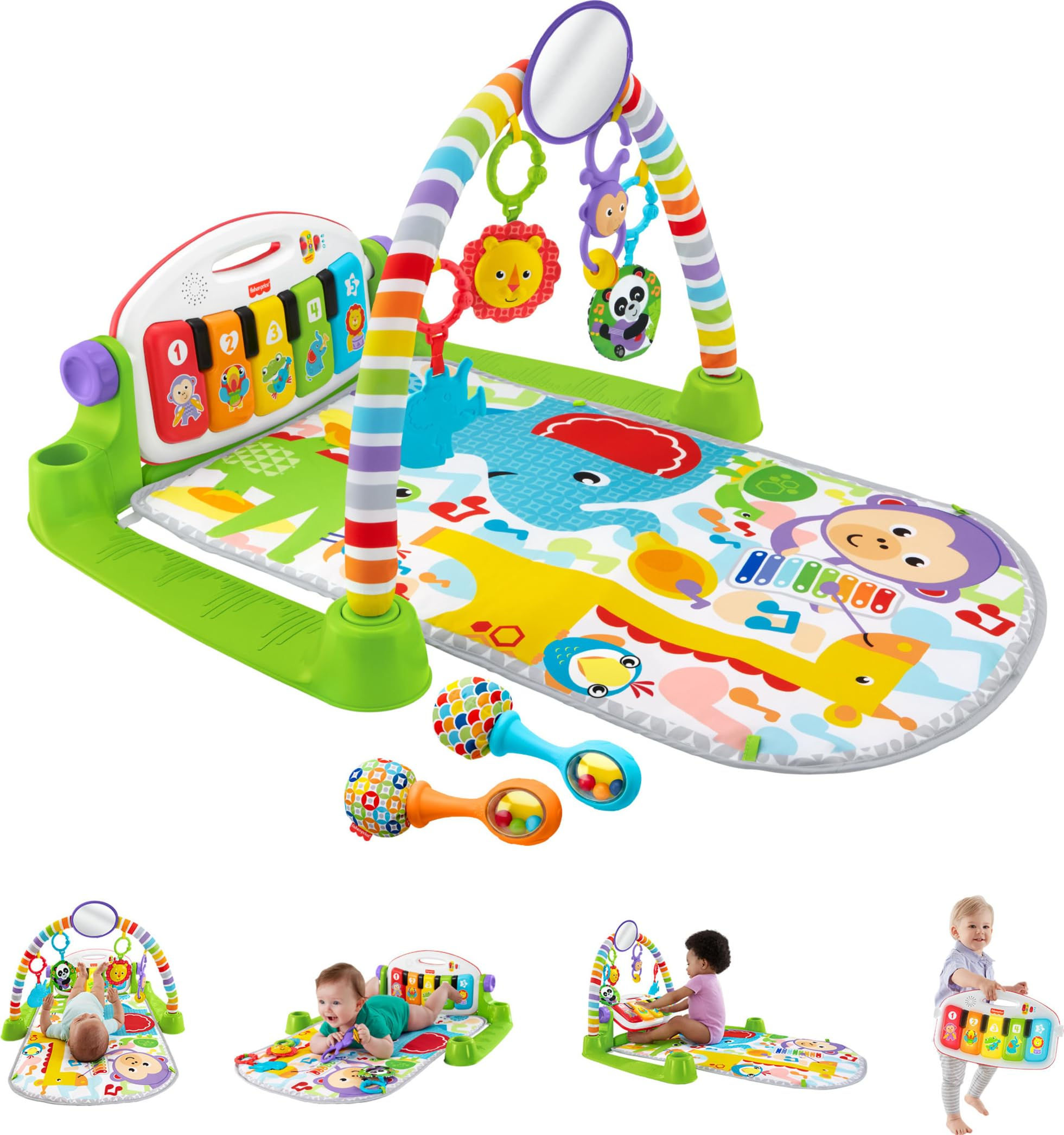 Fisher-Price Baby Playmat Deluxe Kick & Play Piano Gym for Learning