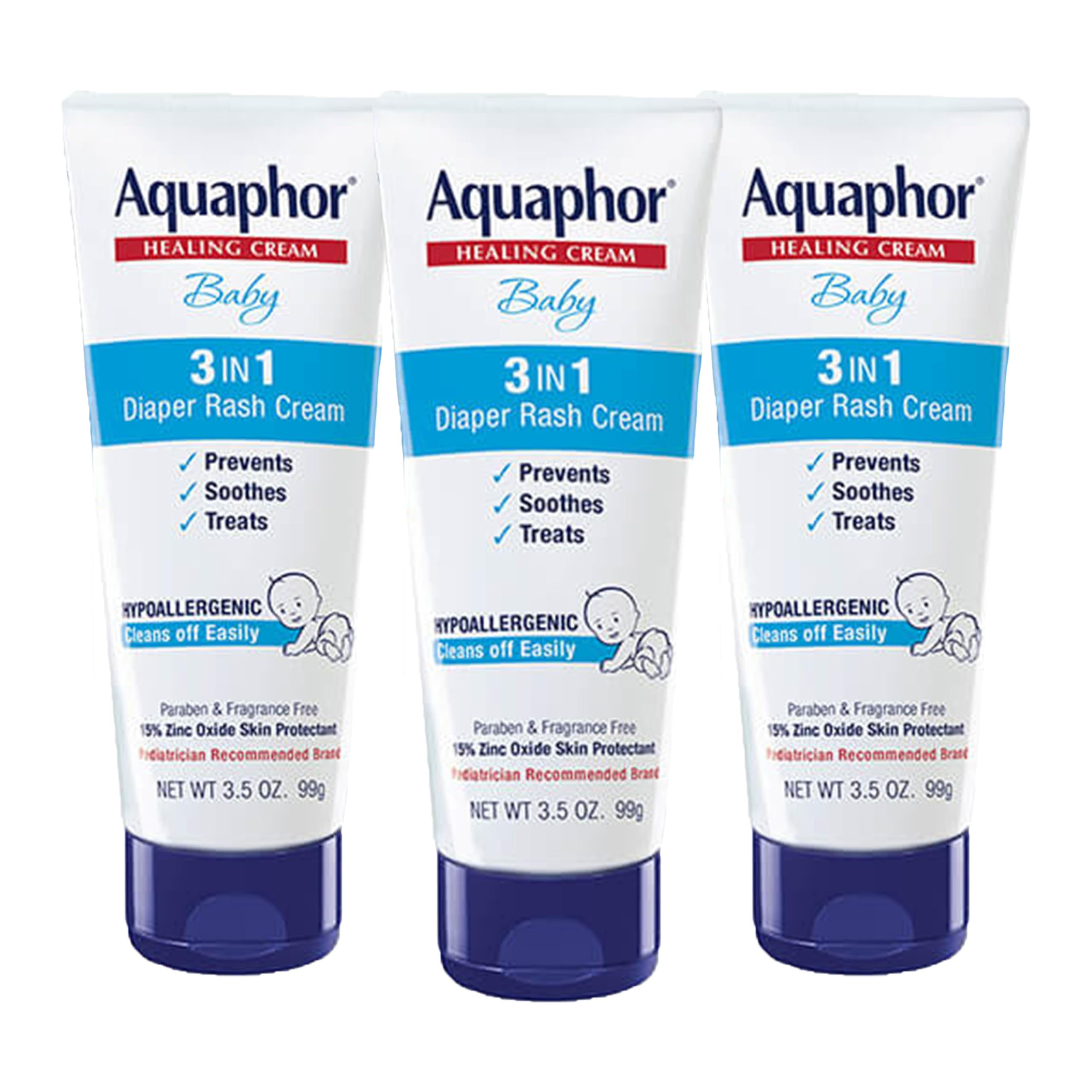 Aquaphor Baby Diaper Rash Cream, 3-in-1 Diaper Rash Relief