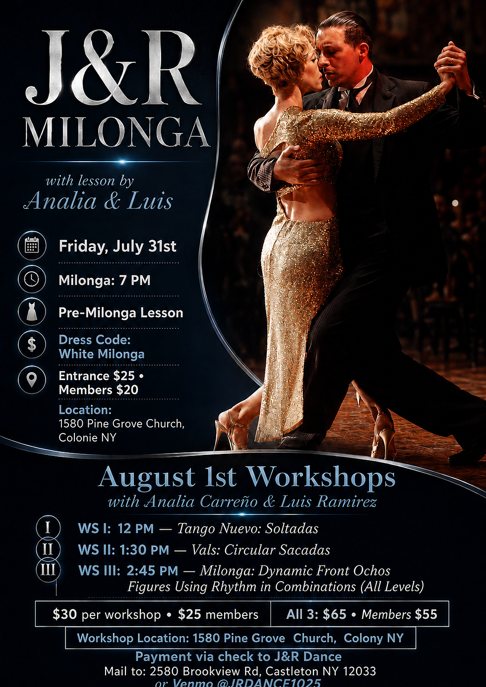J & R Dance hosting Milonga with Analia and Luis Ramirez