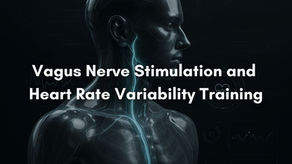 Premium iTech abstract cover design with glowing biometric waveforms, neural circuits, and holographic data overlays on a dark luxury background, symbolizing the science of vagus nerve stimulation and heart rate variability for longevity and performance.