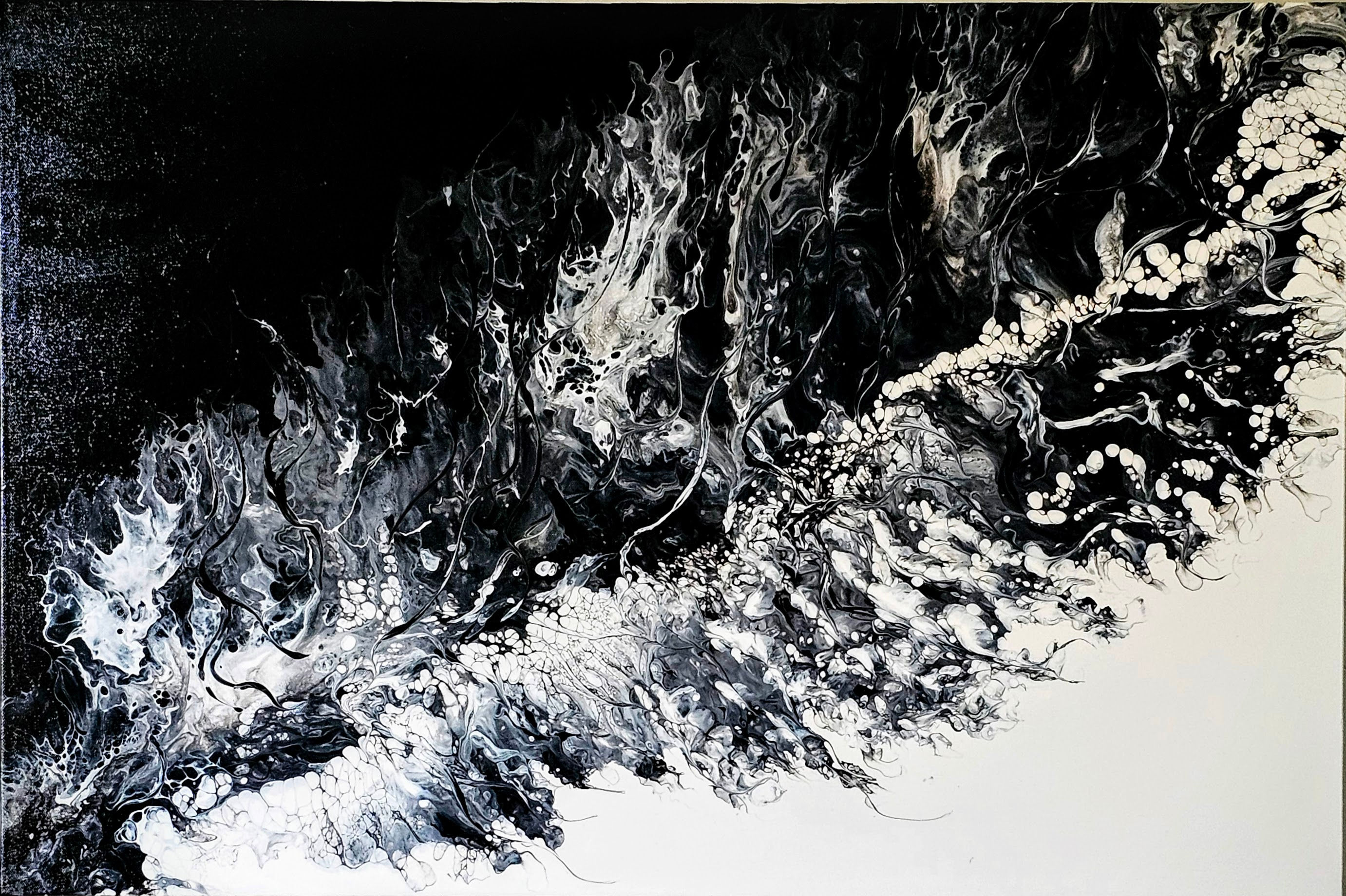 signed original large Acrylic on Canvas Black and White contemporary painting