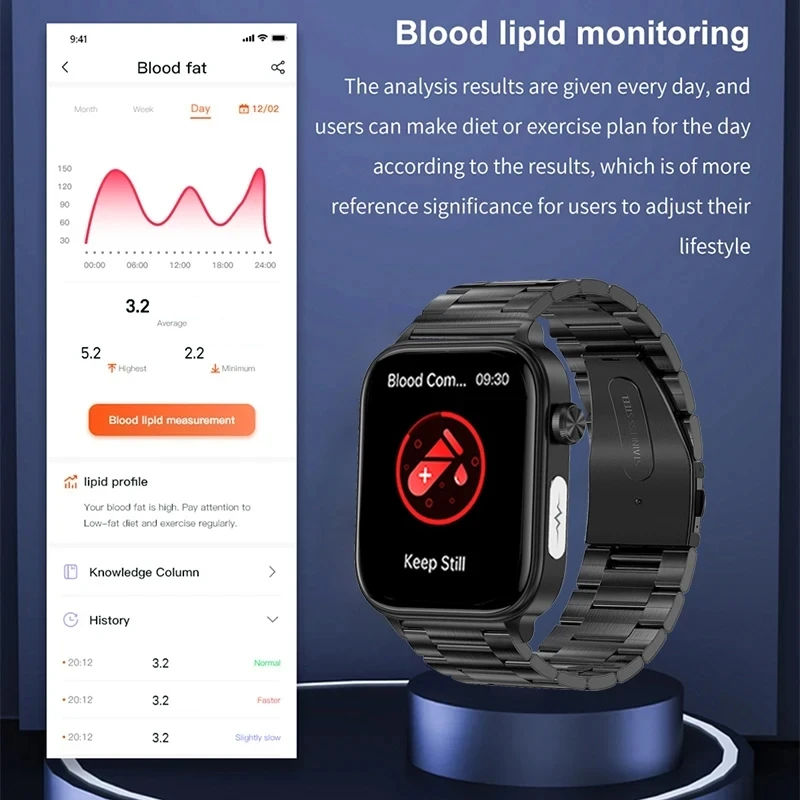 Thumbnail: 2025 New AI Diagnosis Blood Lipids Uric Acid Body composition Test Smart Watch F