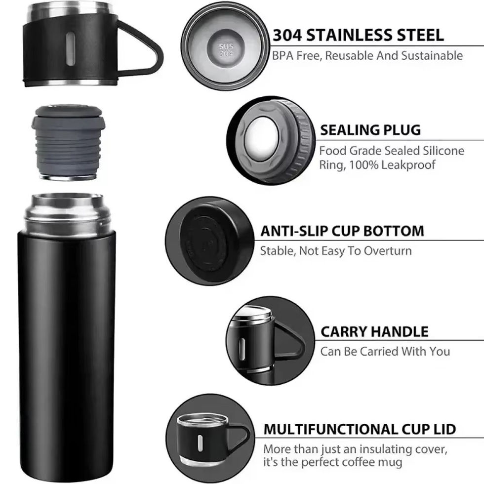 Thumbnail: 304 Stainless 500ml Steel Vacuum Insulated Water Bottle Portable Coffee Bottle O