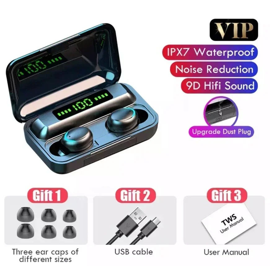 Thumbnail: TWS F9-5 Earphone Bluetooth 5.3 Wireless Headphones Hifi Stereo Sports Waterproo