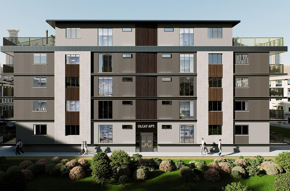 Modern mimarili Olcay Apartmanı dış cephe görünümü