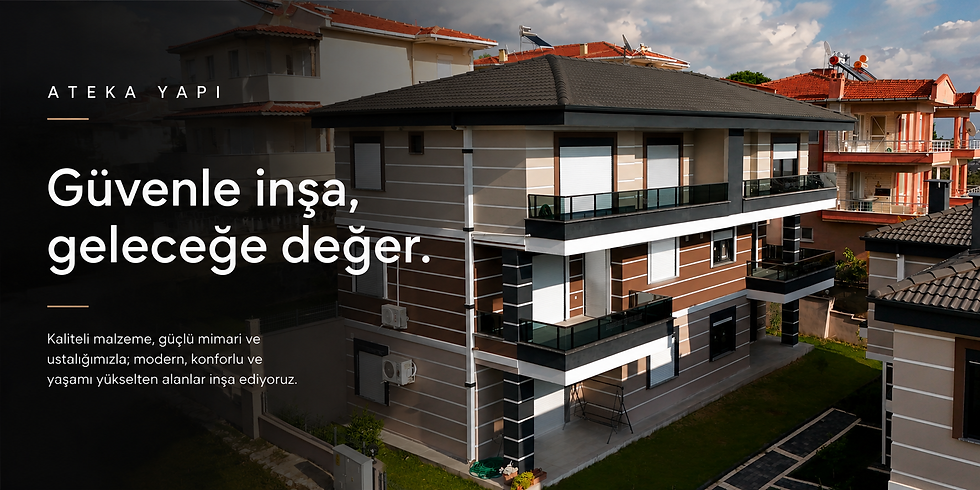 Modern bina üzerine 'İyi inşa, güvene değer.' yazısı