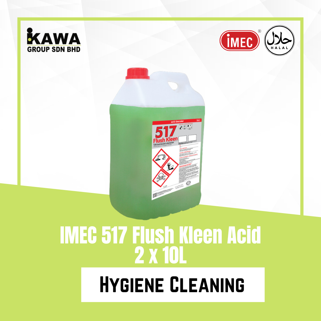 IMEC 517 Flush Kleen Acid Toilet Bowl Cleaner and Disinfectant, Halal, 2 x 10L