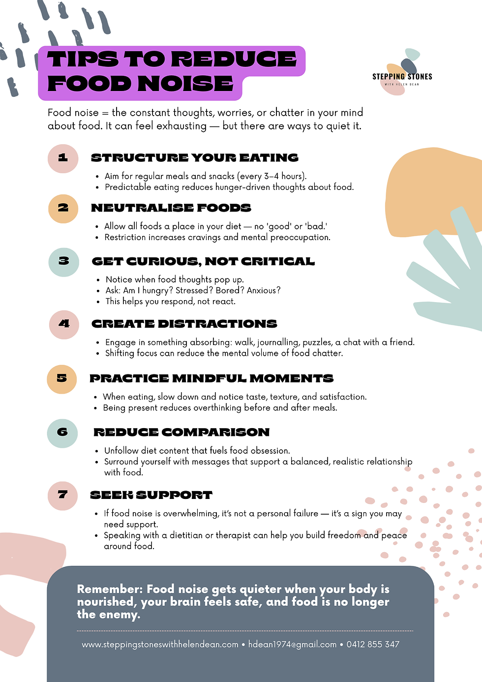 a list of tips to reduce food noise