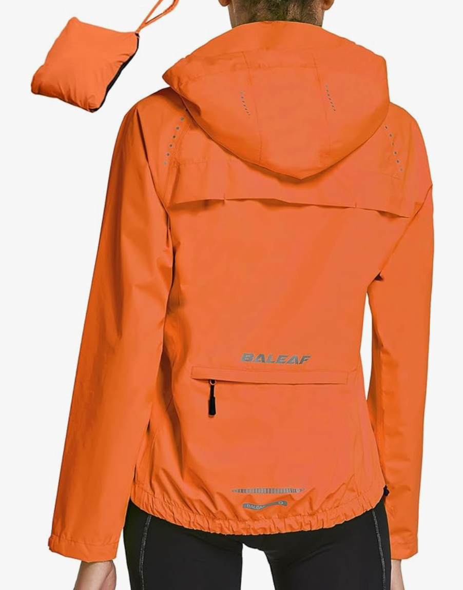 orange Baleaf waterproof package windbreaker for hiking