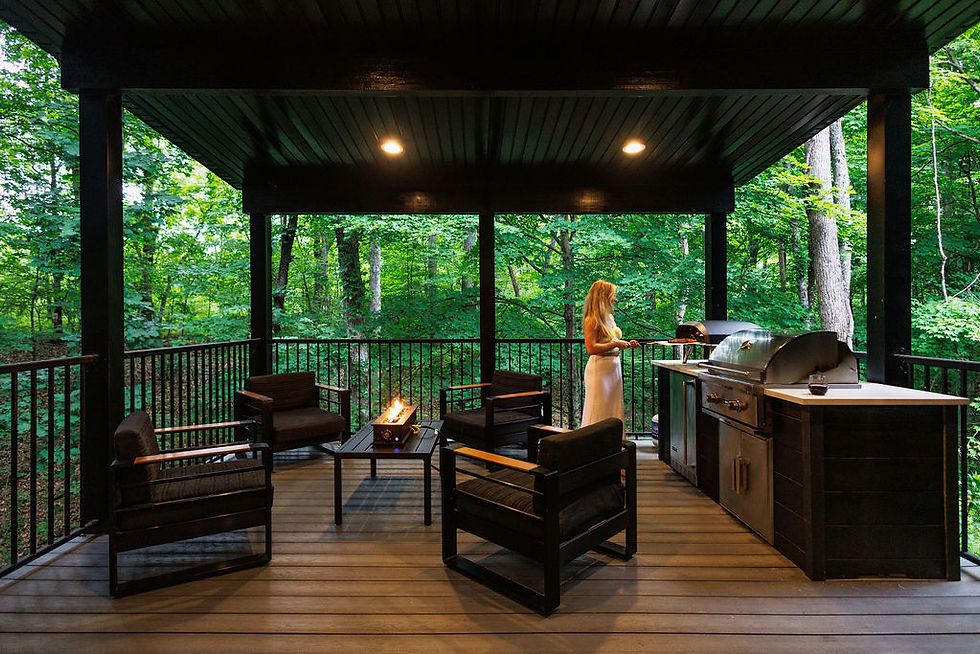 Covered Back Deck w Outdoor Kitchen