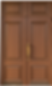 Brown wooden double door with gold handle HOME and surrounding building. My Site 1