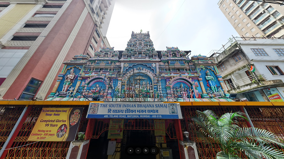 Colorful South Indian temple entrance in Mumbai.