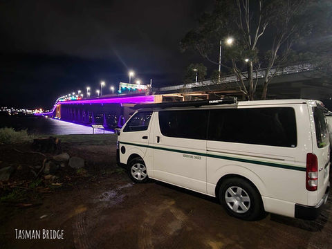 adventure chaser at Tasman bridge