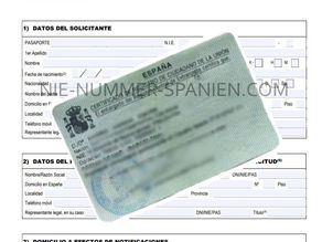 Foto mit Ex18-Formular und spanischer Residencia-Karte "grüne NIE"