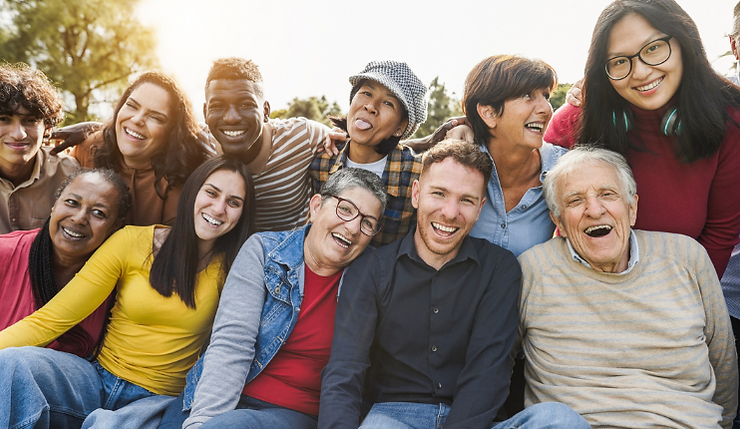 diverse group of happy people