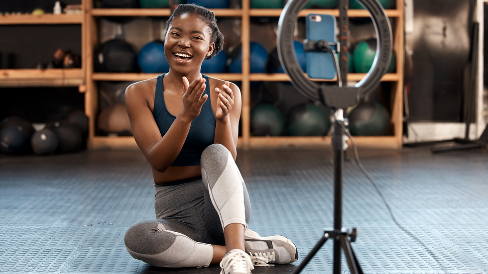 lady on the gym doing livestream