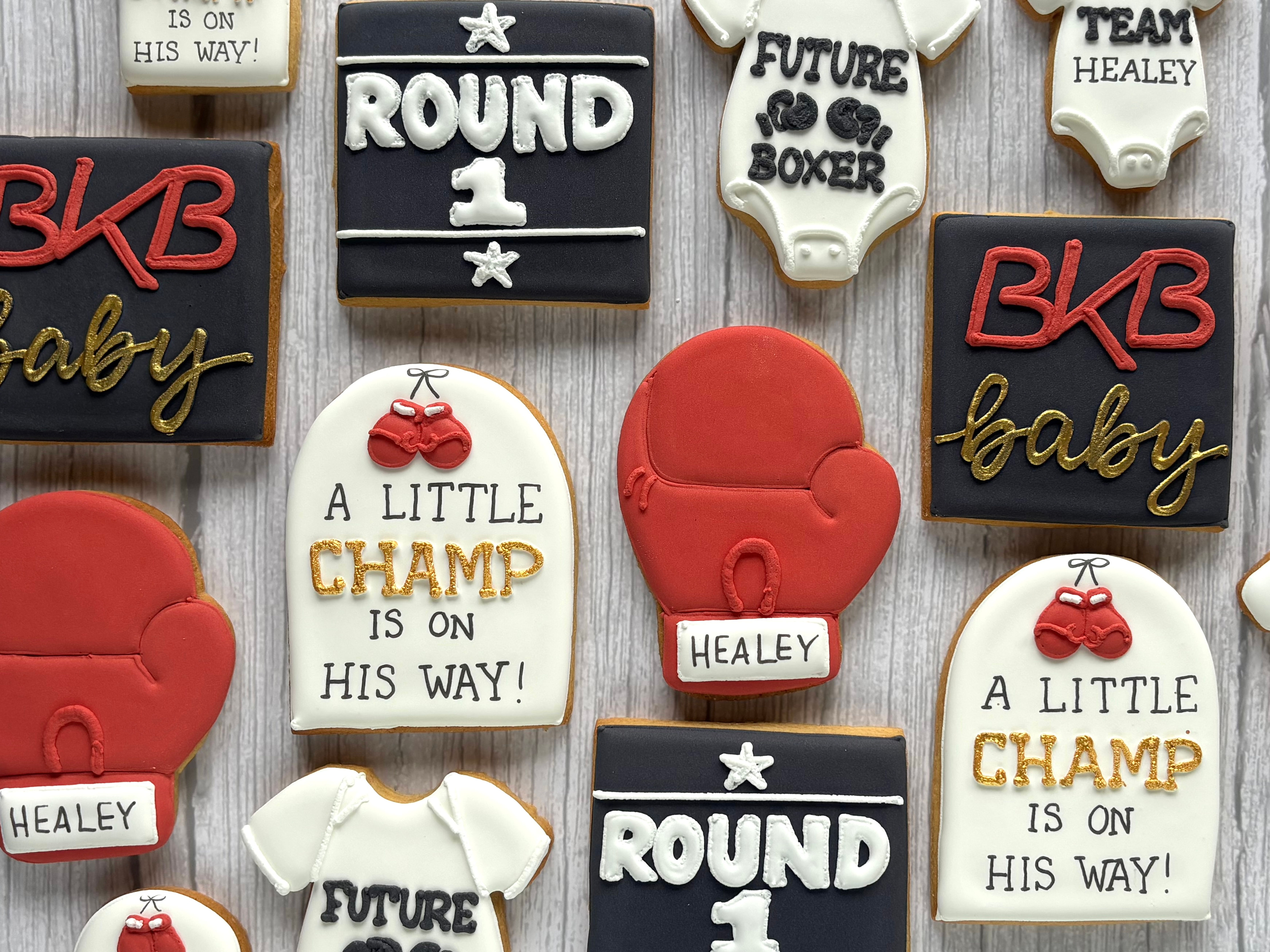 Boxing Baby Shower Individual Biscuits