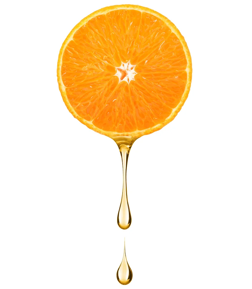 Juice in the shape of drop flowing from .webp