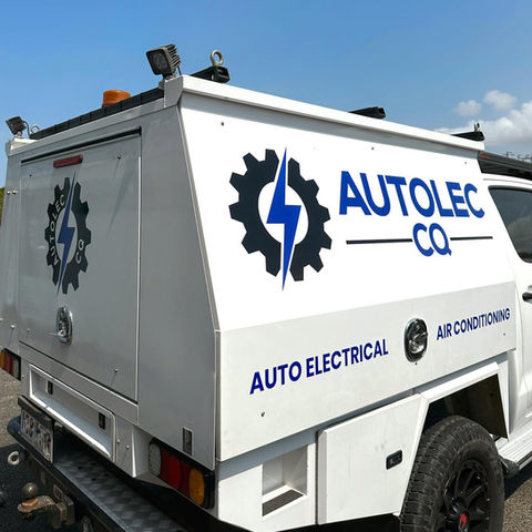 A truck with a branded toolbox.